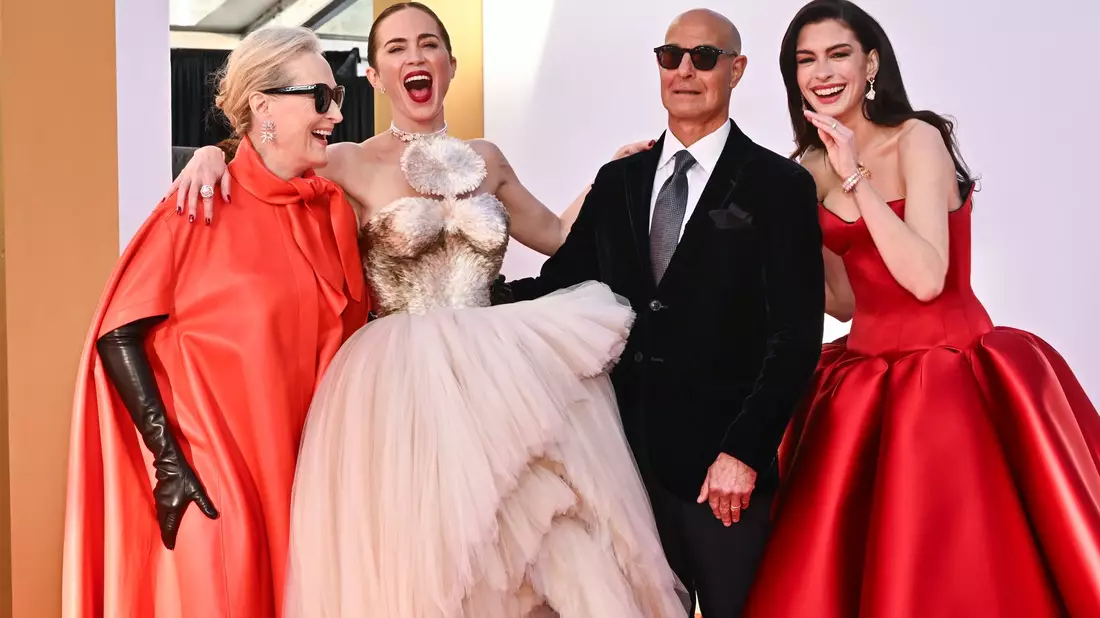 Meryl Streep (l-r), Emily Blunt, Stanley Tucci und Anne Hathaway besuchen die Weltpremiere von  «Der Teufel trägt Prada 2 in der David Geffen Hall. - Bild: Evan Agostini/Invision/AP/dpa
