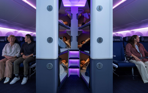 Das «Skynest» ermöglicht es auch in der Economy-Klasse, auf langen Stecken Schlaf zu finden. - Foto: -/Air New Zealand/dpa