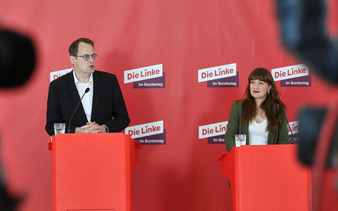 Sören Pellmann und Heidi Reichinnek am 21.04.2026 - Foto: via dts Nachrichtenagentur