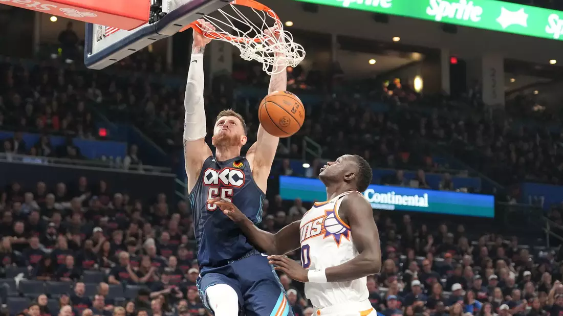 Die Oklahoma City Thunder um Isaiah Hartenstein (l) sind weiter auf Kurs. - Bild: Kyle Phillips/AP/dpa