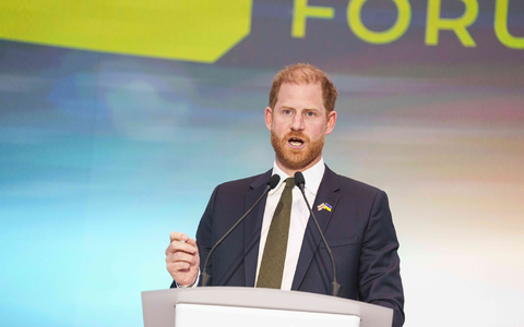 Der britische Prinz Harry war unter anderem bei einem Sicherheitsforum in der ukrainischen Hauptstadt zu Gast. - Foto: Evgeniy Maloletka/AP/dpa