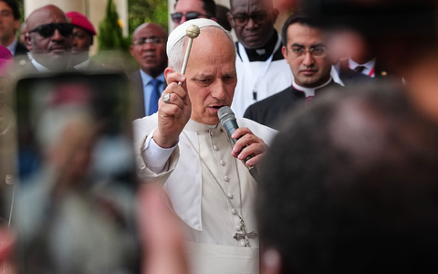 Papst Leo XIV. äußerte sich auf dem Rückflug aus Afrika.  - Foto: Misper Apawu/AP/dpa