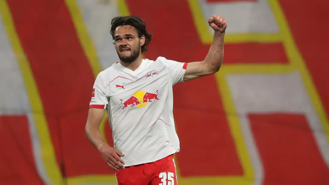 Max Finkgräfe erzielt gegen Union Berlin die Führung. Es war sein erstes Tor im RB-Trikot.  - Bild: Jan Woitas/dpa