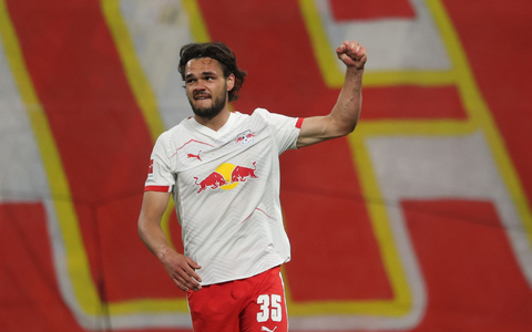 Max Finkgräfe erzielt gegen Union Berlin die Führung. Es war sein erstes Tor im RB-Trikot.  - Foto: Jan Woitas/dpa