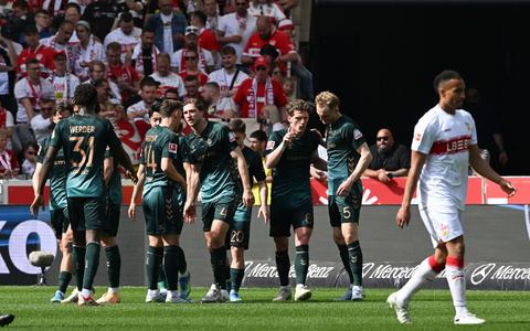 Werder jubelte über das 1:0 in Stuttgart. - Foto: Bernd Weißbrod/dpa