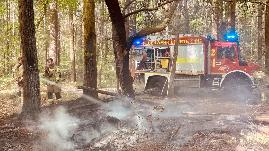FW Lehrte: Feuer im Wald bei Ahlten - Bild: presseportal.de