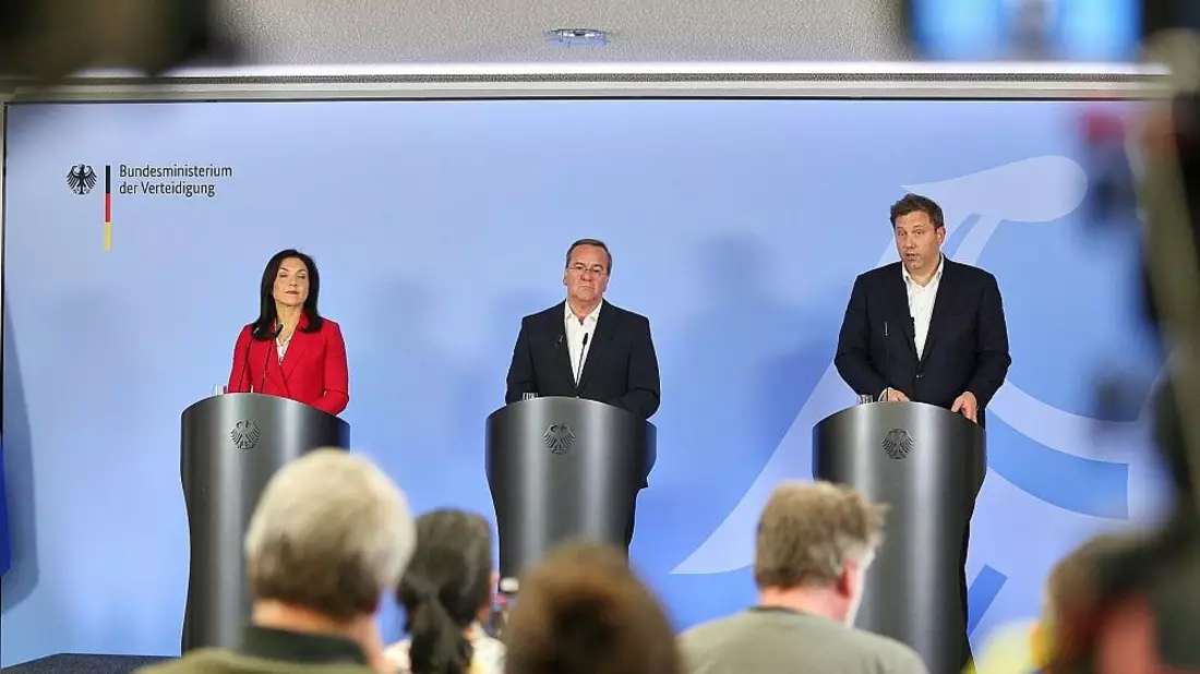 Katherina Reiche, Boris Pistorius, Lars Klingbeil am 28.04.2026 - Bild: via dts Nachrichtenagentur