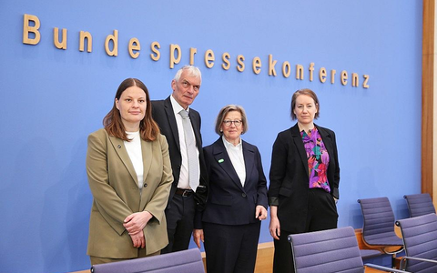 Pressekonferenz von One, Venro, Welthungerhilfe und Oxfam am 29.04.2026 - Foto: via dts Nachrichtenagentur