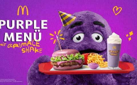 Alles auf lila: Grimace sorgt für Geburtstagsstimmung bei McDonald's Deutschland - Foto: presseportal.de