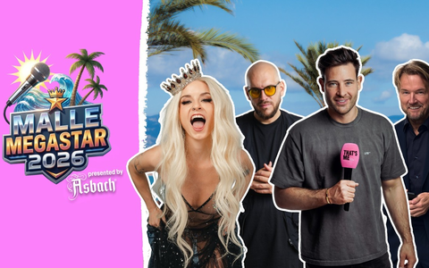 Partyschlager-Stars Marc Eggers, Mia Julia, Rumbombe und Musikmanager Markus Krampe casten den Malle Megastar 2026 - Foto: presseportal.de