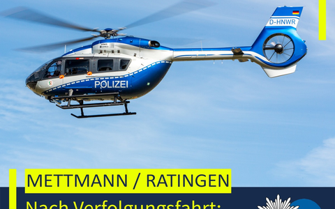 POL-ME: Mit dem Auto vor der Polizei geflüchtet: Duo gefasst - 2604115 - Foto: presseportal.de