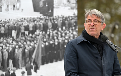 Auch beim Gedenken an den Jahrestag der Befreiung des früheren KZ Buchenwald gab es Protest gegen Weimer. (Archivbild) - Foto: Martin Schutt/dpa