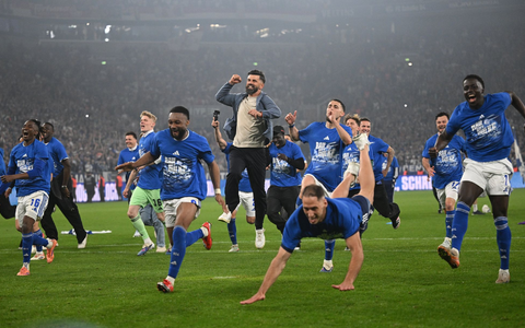 Grenzenloser Jubel nach dem Schlusspfiff: Schalke 04 ist wieder erstklassig. - Foto: Bernd Thissen/dpa