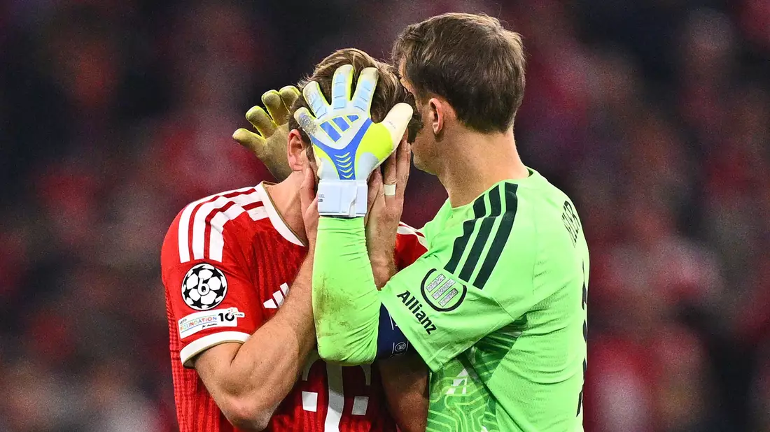 Frust nach Spielende: Neuer und Kane. - Bild: Tom Weller/dpa