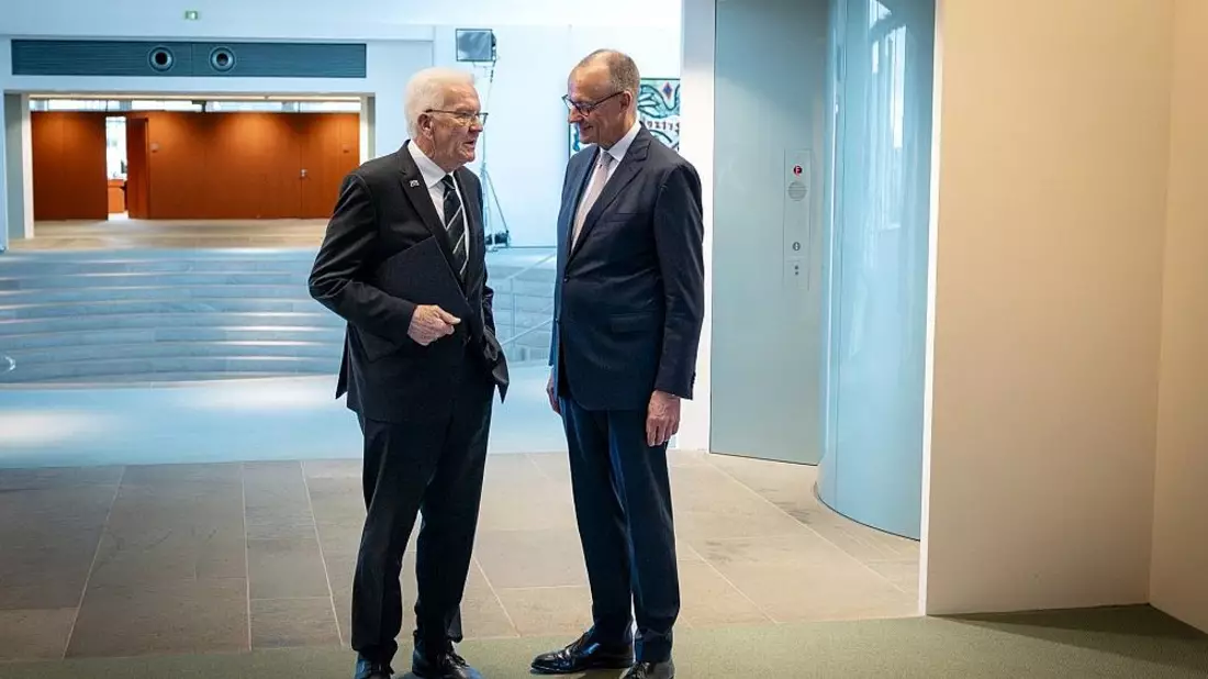 Winfried Kretschmann und Friedrich Merz am 07.05.2026 - Bild: Bergmann, Guido/BPA via dts Nachrichtenagentur