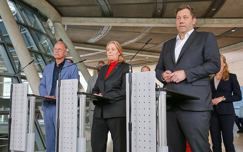 Matthias Miersch, Bärbel Bas, Lars Klingbeil am 05.05.2026 - Foto: via dts Nachrichtenagentur