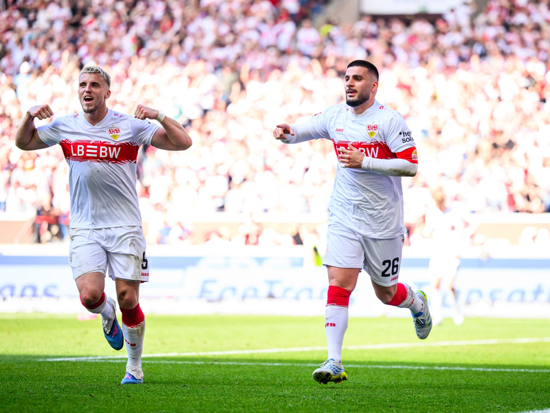 Ermedin Demirovic (l.) zeigte bei Stuttgarts Sieg gegen Leverkusen eine starke Leistung. - Foto: Tom Weller/dpa