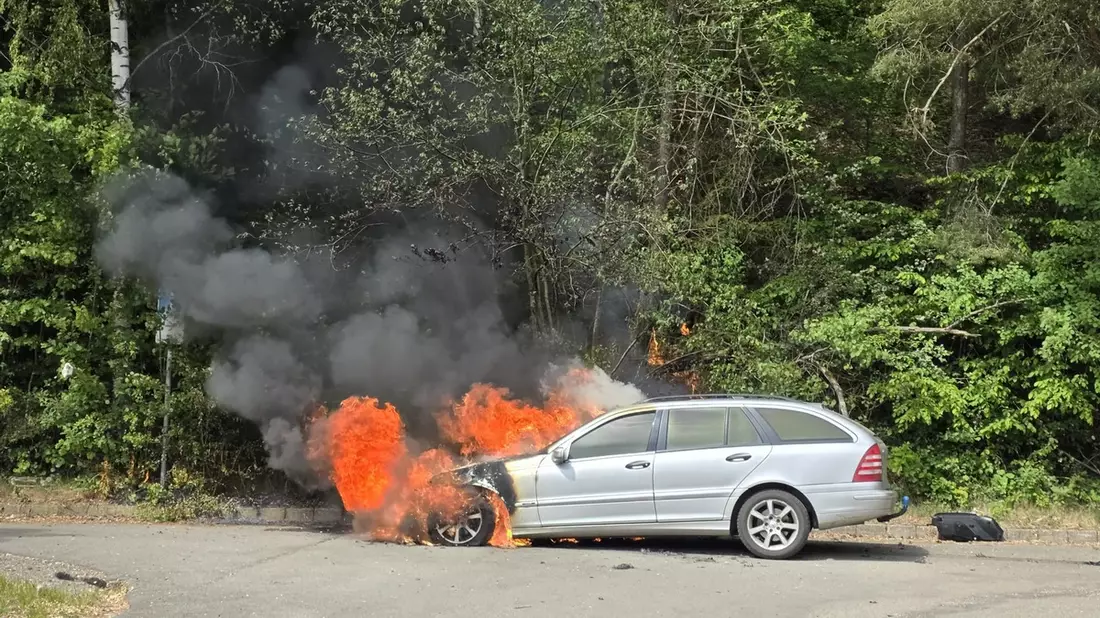 POL-PDPS: PKW-Brand auf der B10 - Bild: presseportal.de