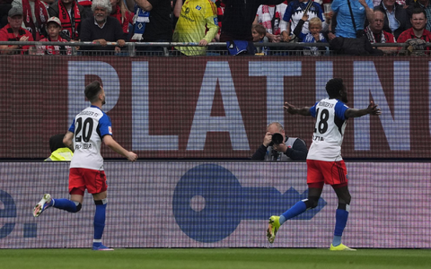 Endlich getroffen: HSV-Spieler Bakery Jatta bejubelt sein erstes Bundesliga-Tor.  - Foto: Marcus Brandt/dpa