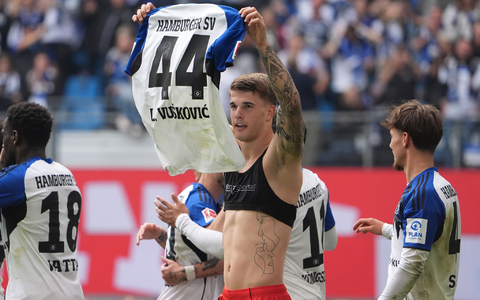 Abschied mit Tor: HSV-Verteidiger Luka Vuskovic. - Foto: Marcus Brandt/dpa