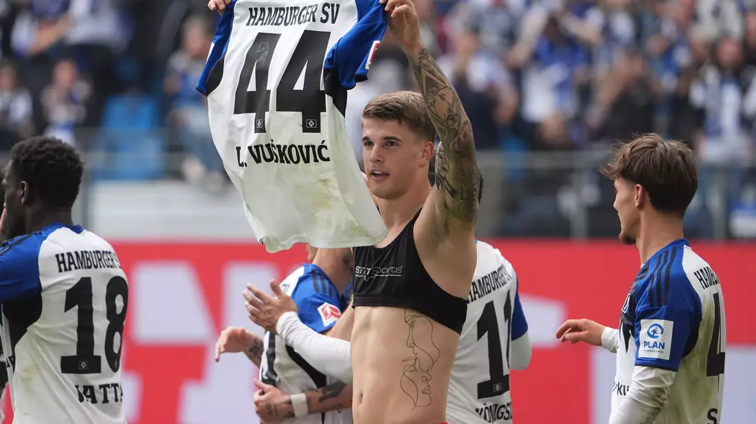 Abschied mit Tor: HSV-Verteidiger Luka Vuskovic. - Bild: Marcus Brandt/dpa