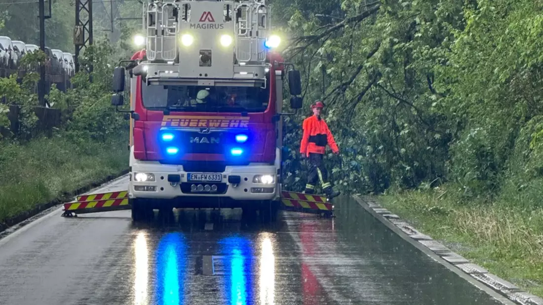 FW-EN: Bäume blockieren Fahrbahn - Feuerwehr Wetter (Ruhr) am Morgen im Einsatz - Bild: presseportal.de