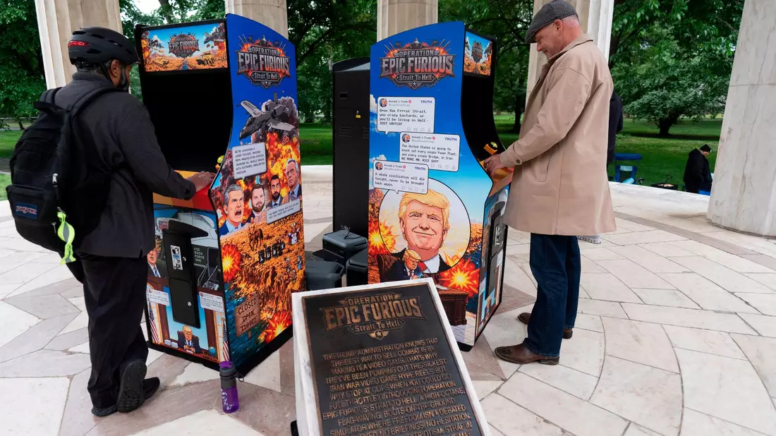 Unbekannte haben ein neues Videospiel zu Ehren Trumps entwickelt.  - Bild: Manuel Balce Ceneta/AP/dpa