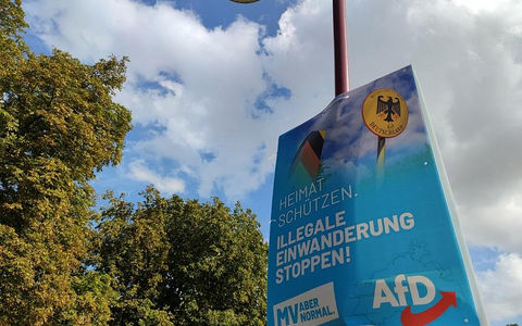 AfD-Plakat zur Landtagswahl Mecklenburg-Vorpommern 2021 (Archiv) - Foto: via dts Nachrichtenagentur