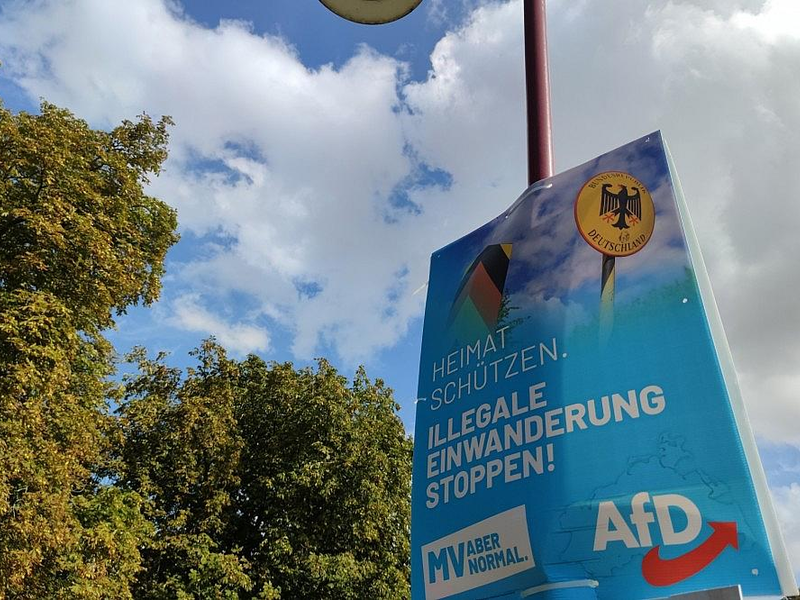 AfD-Plakat zur Landtagswahl Mecklenburg-Vorpommern 2021 (Archiv) - Foto: via dts Nachrichtenagentur