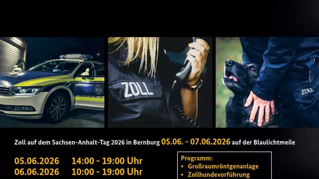 HZA-MD: Zoll feiert 75-jähriges Bestehen mit vielen Attraktionen in Bernburg / Das Hauptzollamt Magdeburg präsentiert sich auf der Blaulichtmeile beim Sachsen-Anhalt-Tag 2026 - Bild: presseportal.de