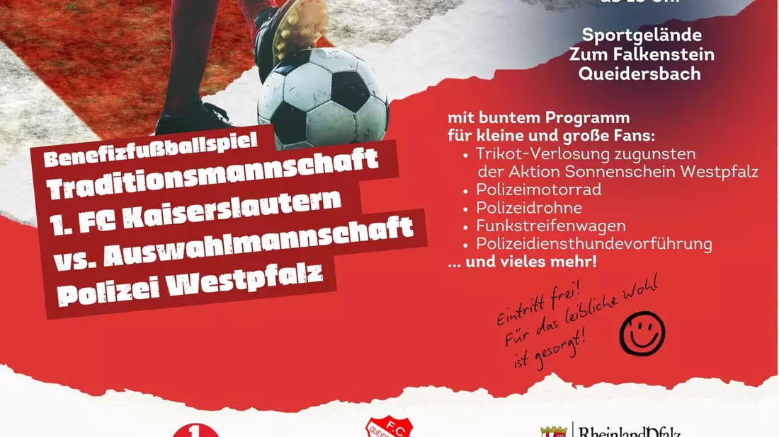 POL-PPWP: Benefizfußballspiel: 1. FCK-Traditionsmannschaft vs. Polizei-Auswahl - Bild: presseportal.de