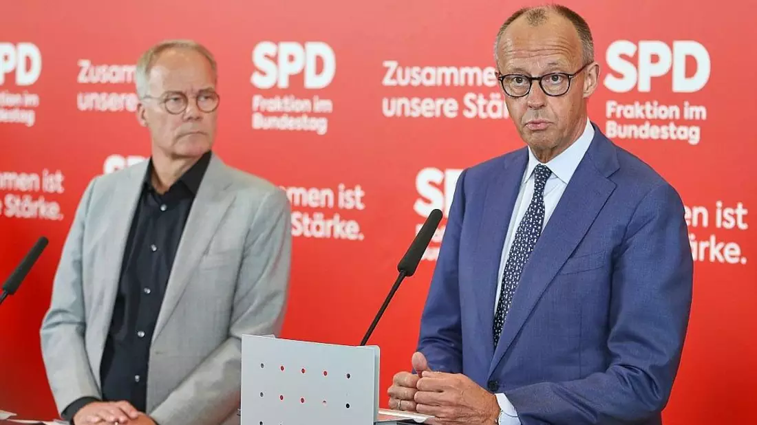 Matthias Miersch und Friedrich Merz am 19.05.2026 - Bild: via dts Nachrichtenagentur