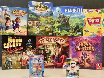 Die nominierten Spiele der Auszeichnungen «Spiel des Jahres», «Kennerspiel des Jahres» und «Kinderspiel des Jahres» für das Jahr 2026 (undatierte Aufnahme). - Foto: -/Spiel des Jahres e.V./dpa