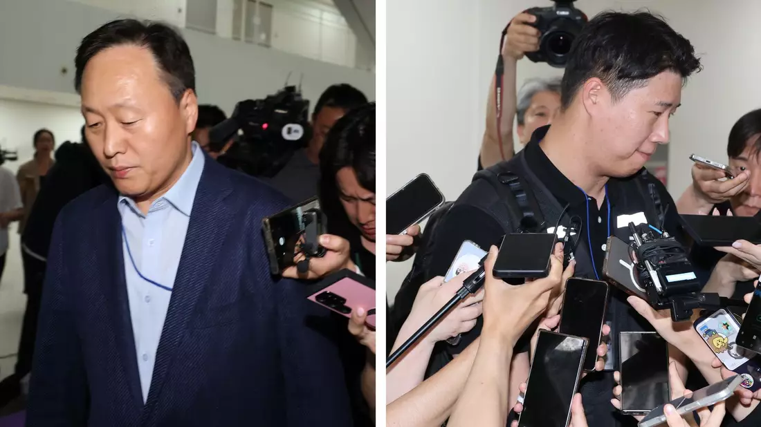 Yeo Myeong Gu (links), Leiter der Abteilung für Gerätelösungen von Samsung Electronics Co., und Choi Seung Ho, Leiter der größten Gewerkschaft von Samsung Electronics, konnten trotz mehrerer Verhandlungsrunden bislang keine Kompromisslösung finden.  - Bild: Yonhap/dpa