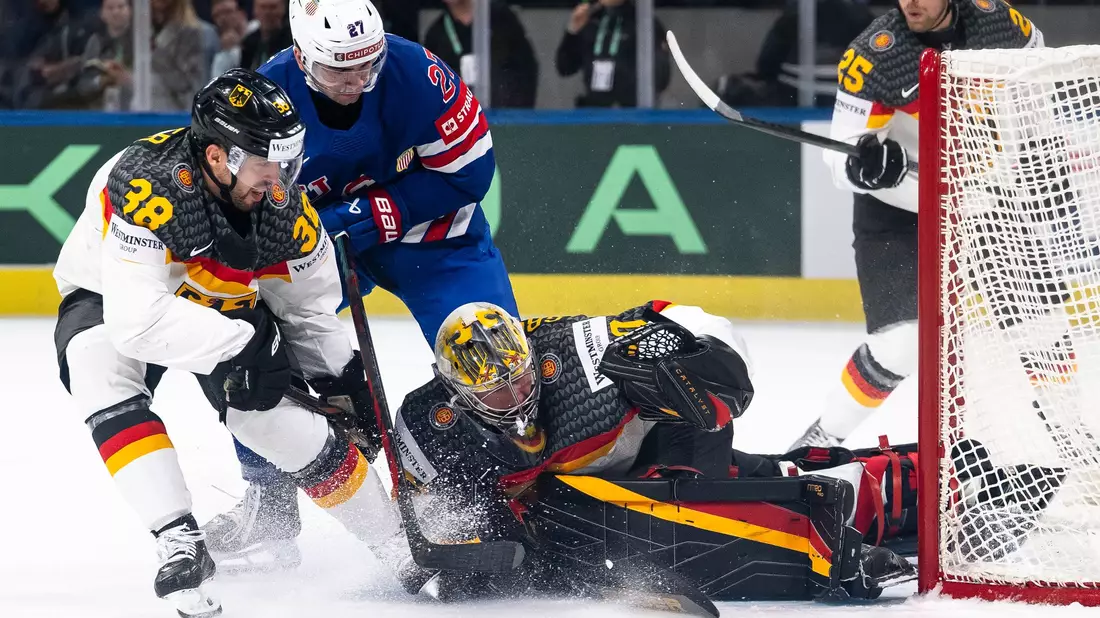 Gegen die USA zeigte das deutsche Team die bislang beste Leistung bei der WM.  - Bild: Andreas Becker/KEYSTONE/dpa
