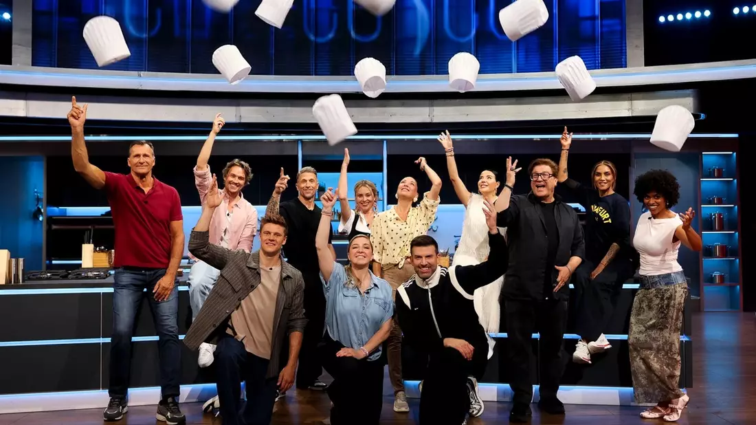 Lars Riedel Christopher Kohn Simon Zachenhuber Florian Ambrosius Anni Friesinger-Postma Laura Osswald Simone Ballack Jay Khan Leyla Heiter Francis Fulton-Smith Sabrina Setlur Aminata Belli Promi Taste - Bild: Joyn /Benedikt Müller, presseportal.de