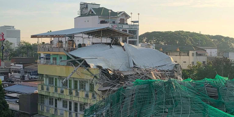 Das eingestürzte Gebäude hat sich noch im Bau befunden. - Foto: -/Informationsbüro von Angeles City/XinHua/dpa