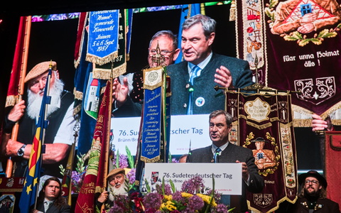 Der bayerische Ministerpräsident Markus Söder (CSU) sprach beim 76. Sudetendeutschen Tag in Brünn (Brno).  - Foto: Uhlíø Patrik/CTK/dpa