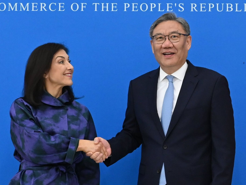 Wirtschaftsministerin Reiche traf Chinas Handelsminister Wang. - Foto: Johannes Neudecker/dpa