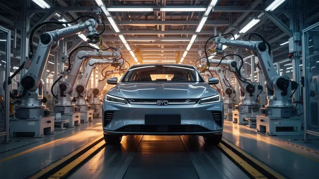 BYD refuerza su apuesta por los híbridos y la conducción autónoma mientras las exportaciones compensan el lastre chino Illustration mit AI erstellt übermittelt durch boerse-global.de