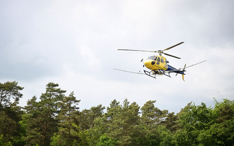 In Mecklenburg-Vorpommern, Sachsen-Anhalt und Brandenburg wurde vom Hubschrauber aus bakterienbasiertes Insektizid versprüht. - Foto: Philip Dulian/dpa