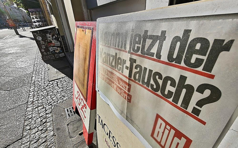 Bild-Schlagzeile Kommt jetzt der Kanzler-Tausch am 27.05.2026 - Foto: via dts Nachrichtenagentur