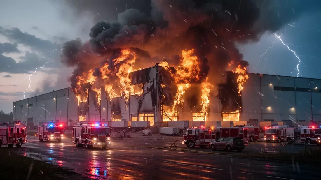 Hannover-Brand: Speditionshalle zerstört, 95 Feuerwehrleute im Einsatz - Bild: über boerse-global.de