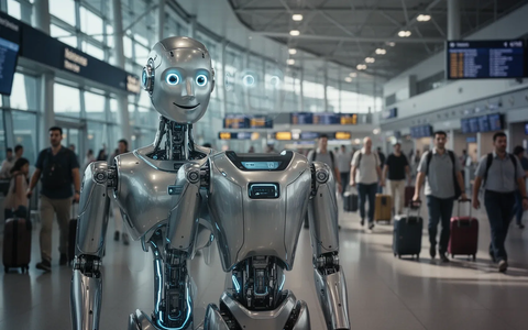 Humanoider Roboter am Nürnberger Flughafen: KI ohne Cloud - Foto: über boerse-global.de
