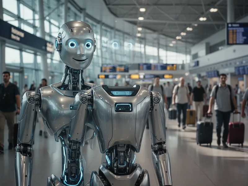 Humanoider Roboter am Nürnberger Flughafen: KI ohne Cloud - Foto: über boerse-global.de