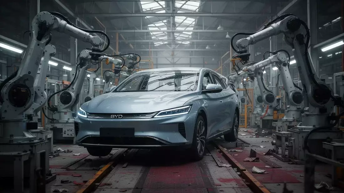 BYD acelera en dos frentes: chip de 4 nm y fábricas europeas, pero el beneficio se hunde un 55% Illustration mit AI erstellt übermittelt durch boerse-global.de