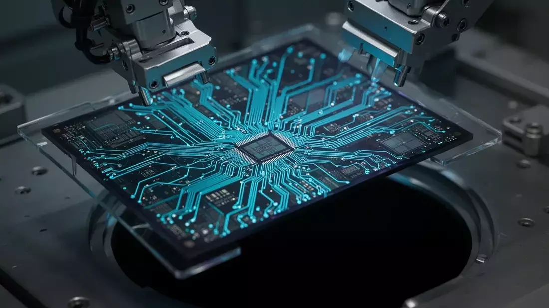 VanEck Chip ETF Reaches €95.40 Peak as AI Server Demand Surges, Yet Heavyweights Split Illustration mit AI erstellt übermittelt durch boerse-global.de