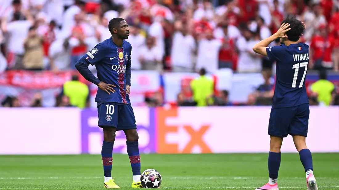Tat sich schwer gegen Arsenals Defensive: PSG-Stürmer Ousmane Dembélé. - Bild: Tom Weller/dpa