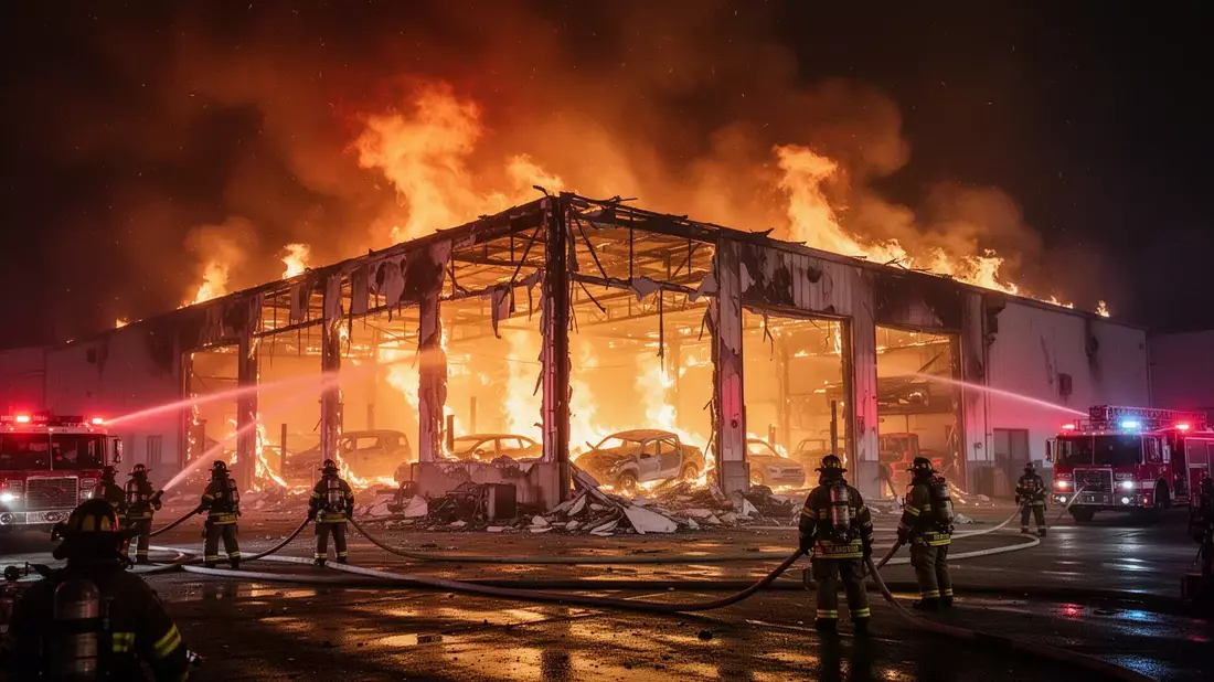 Autohaus-Brand in Füssen: Millionenschaden, fünf Feuerwehren im Einsatz - Bild: über boerse-global.de