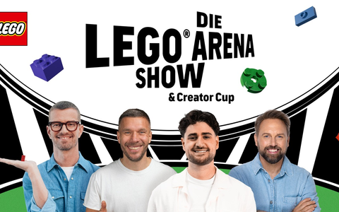 Joko Winterscheidt, Lukas Podolski, Elias Nerlich, Steven Gätjen LEGO® Arena Show - Foto: 2026 The LEGO Group, presseportal.de